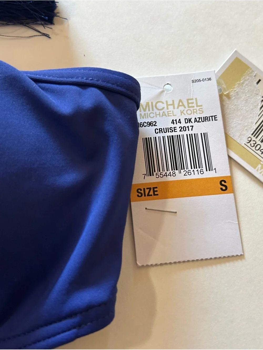 NWT Michael Kors Azurite Blue Tie-Front Bandeau Bikini Top Cruise Collection